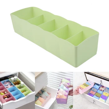 

1pcs Five Grids Storage Box Organizer Socks Underwear Ties Cell Storage Box Clothes Makeup Drawer Organizer Kitchen Storage Box