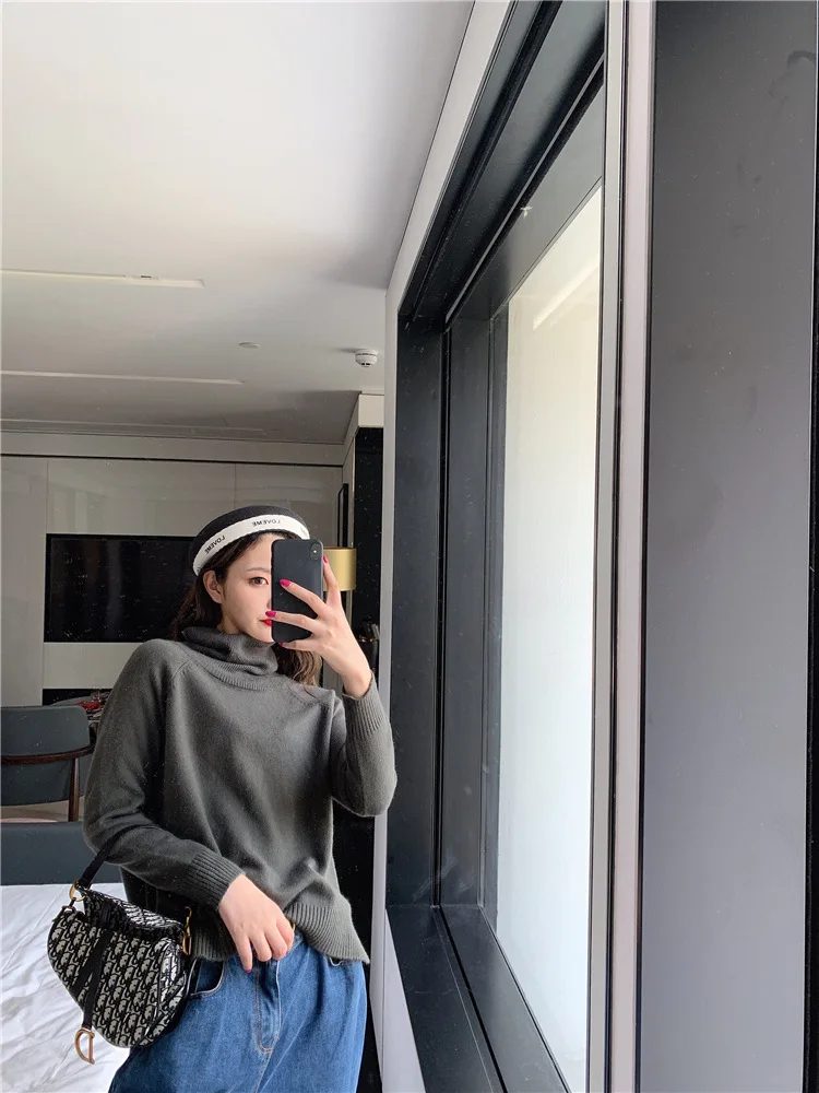 Family Look Korean Casual Solid Color Turtleneck Sweater Mother Daughter Matching Sweaters Autumn Warm Mommy and Me Pullover