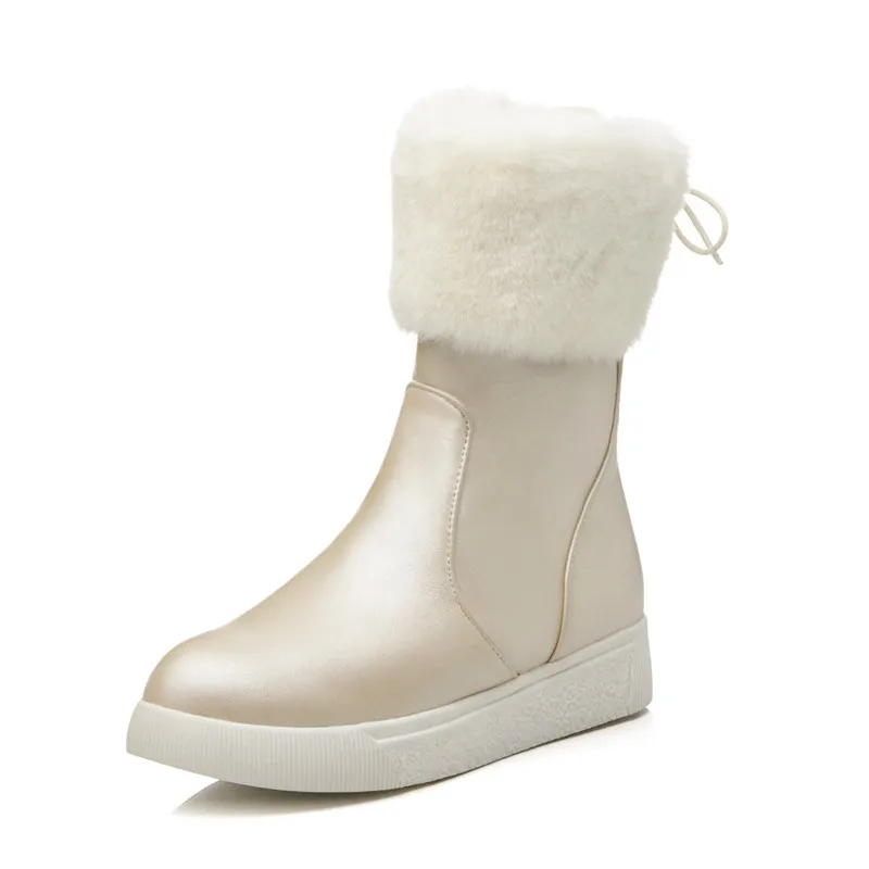 ASUMER big size 43 ankle boots women round toe zip warm thick fur winter snow boots comfortable simple flat shoes woman