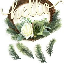 Agujas de pino de plástico para plantas artificiales, conos de pino para decoración de Navidad, boda, ramo de flores, accesorios hechos a mano, 10 piezas