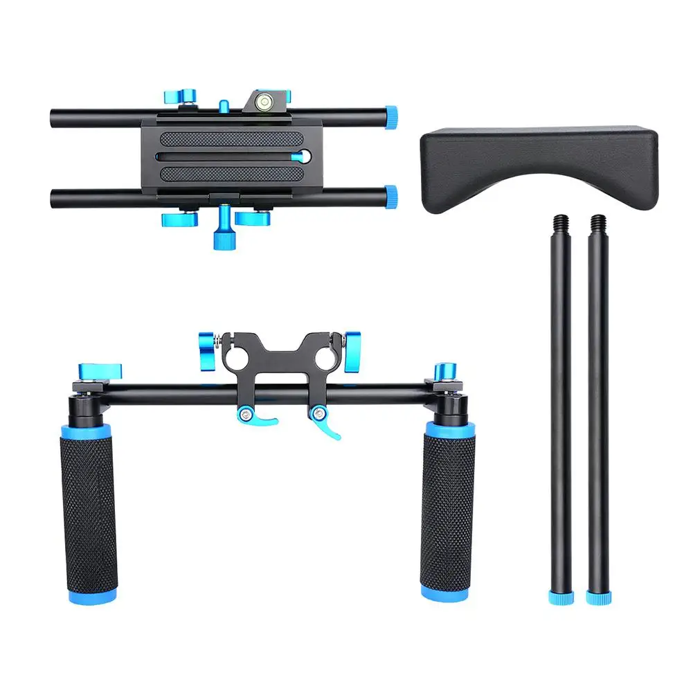 

Studyset Portable Film Making System with Camera Mount Slider Rubber Shoulder Pad and Dual-hand Handgrip for All DSLR Cameras