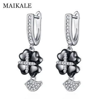 

MAIKALE Classic Flower Shape Ceramic Drop Earrings Jewelry Earrings Plated Gold High Quality Earrings For Women To Gifts