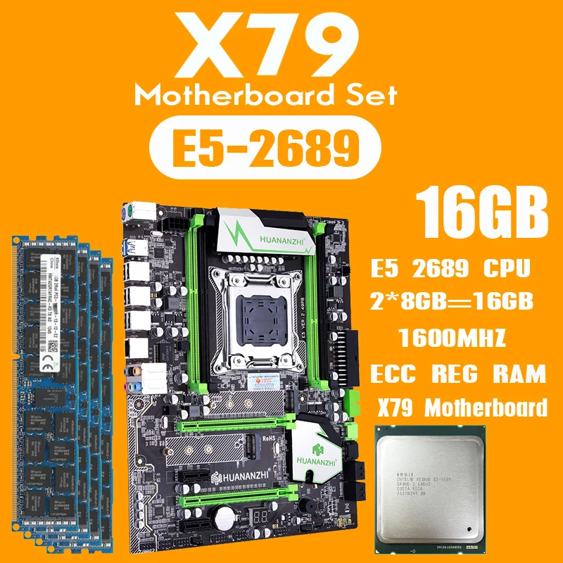 Комплект материнской платы huananzhi X79 с Xeon E5 2689 2x8GB = 16GB 1600MHz DDR3 память ECC Reg USB3.0 SATA3 PCI-E NVME M.2 SSD