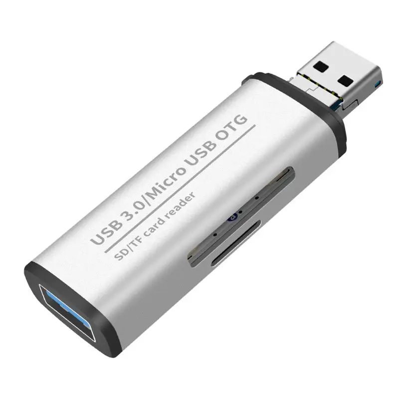 Металлический 2in1 USB3.0/для микро-флеш-накопителя USB SD/Micro SD карта памяти считыватель карт OTG адаптер для MacBook samsung huawei Xiaomi ноутбук телефон планшет