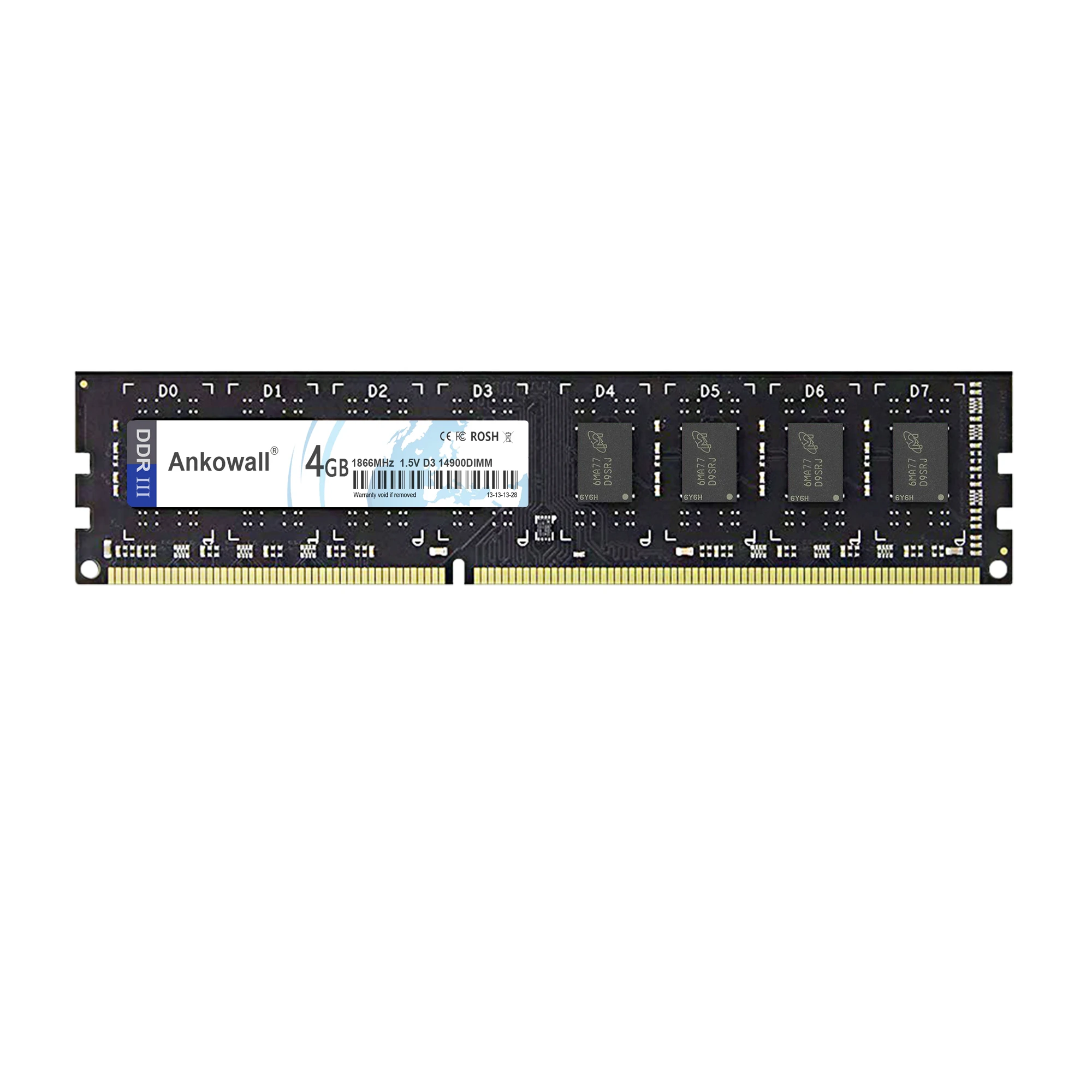 

Ankowall DDR3 4GB RAM 1866 No ECC Desktop PC Memory 240pins System High Compatible