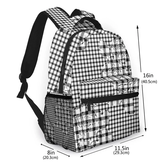 Sexy Dance 2Pcs Women School Backpack Purse Checkered Shoulder