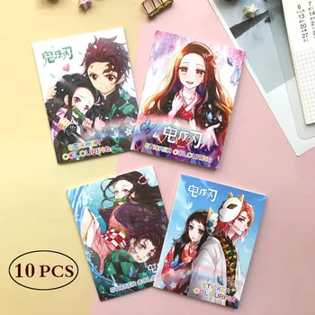 

10Pcs Anime Demon Slayer Kimetsu No Yaiba Coloring Book Painting Drawing Antistress Imitated Copy Books For Children Toy Gift