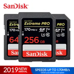 Карта памяти SanDisk Extreme Pro SDHC/SDXC SD карты памяти 32 Гб 64 Гб 128 ГБ 256 C10 U3 V30 UHS-I cartao de карты памяти карты для Камера
