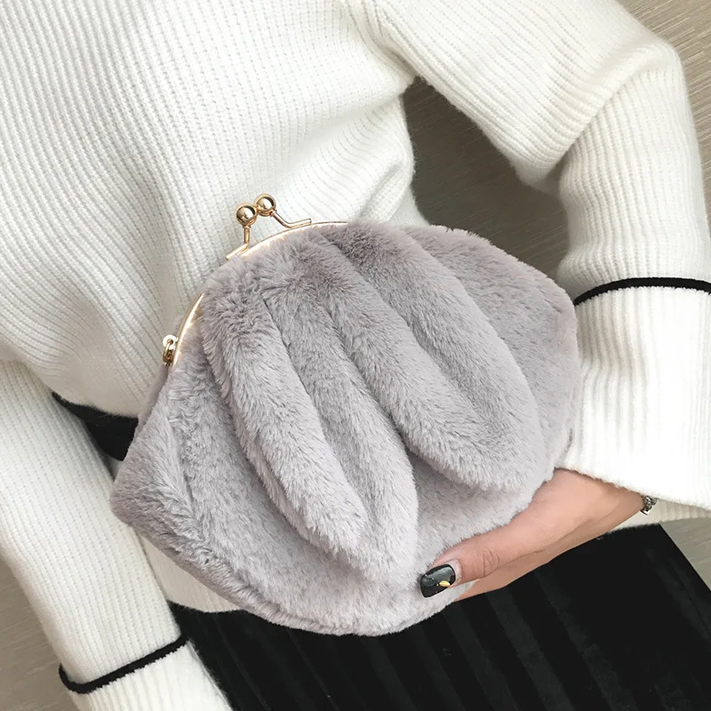 

Fashion Rabbit Plush Square Sling Bag Women's 2020 Autumn And Winter New Style Maomao Bag Shoulder Bag Elegant Versatile Handbag