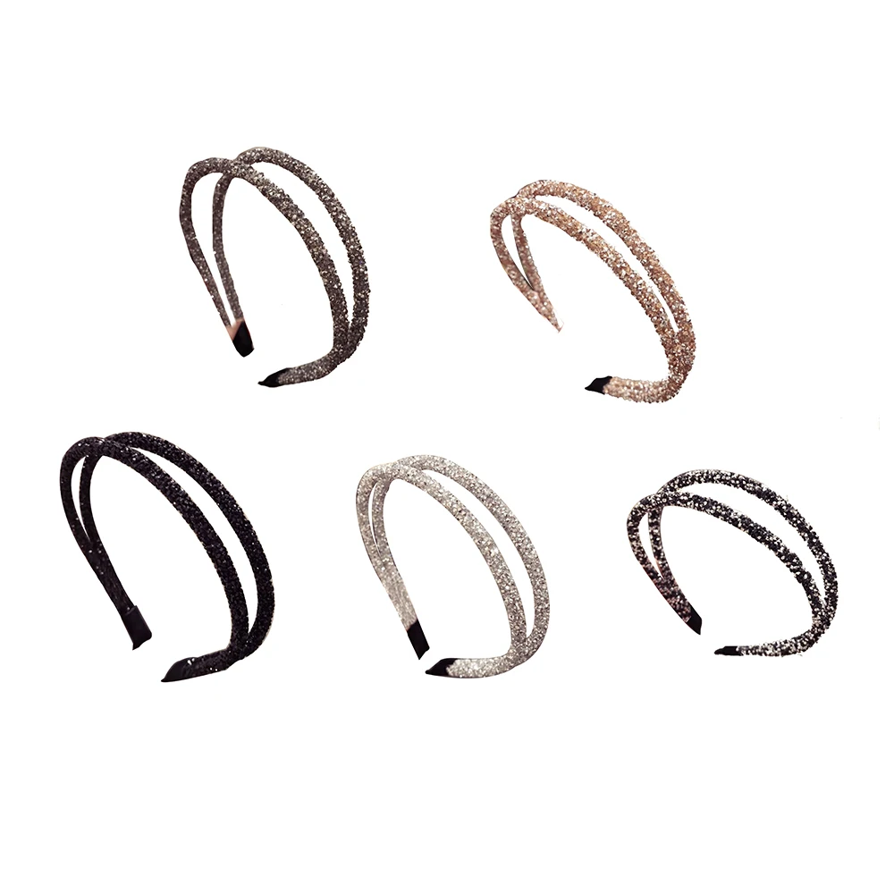 Новинка горный хрусталь Hairband для женщин полный Алмаз супер вспышка Двойной Кристалл Сторона Тонкий волос головная повязка, аксессуары для волос