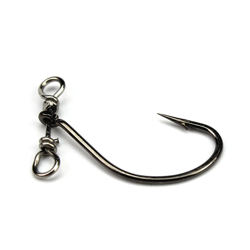 

10pcs Fishing Hooks Lure Nickel Crank Single Fish Lure Hooks Double Hole Swivel High Carbon Steel Fishhook QW