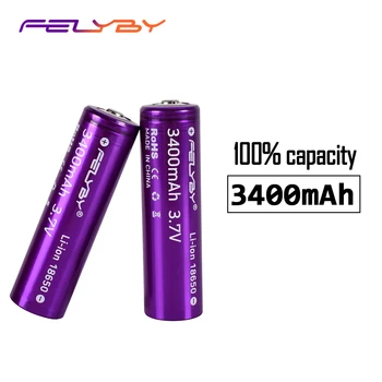 

FELYBY 2PCS 18650 3.7v li-ion rechargeable battery au lithium accu 100% New Original li-ion 18650 battery 3400mAh