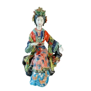 

Sales Classical Craft Painted Art Female Figure Statue Ceramic Antique Chinese Angels Porcelain Figurine Home Decorations L3390