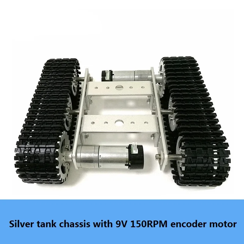 Silver 9V 150rpm DIY в разобранном виде Смарт гусеничный Rc Танк шасси комплект с 9 В/12 В энкодер постоянного тока мотор металлическая гусеничная цепь робот рама образование 5 кг нагрузки игрушка - Цвет: Silver 9V 150rpm