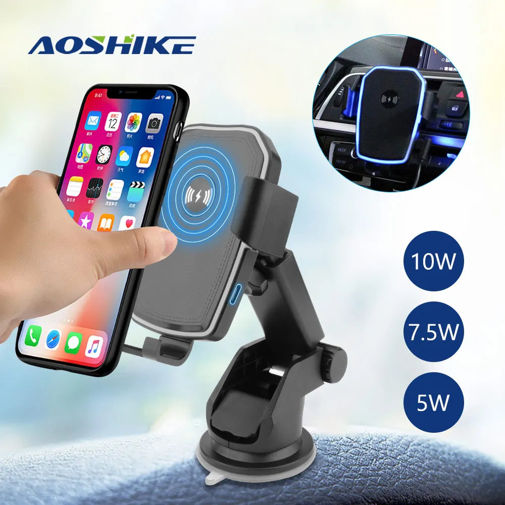 

AOSHIKE 10W Wireless Car Charger Air Vent Mount Phone Holder For iPhone XS Max Samsung S9 Xiaomi MIX 2S Huawei Mate 20 Pro 20 RS