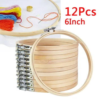 

12pcs/set 6 Inch 15cm Round Embroidery Hoops Bamboo Circle Cross Stitch Hoop Embroidery Hoops New Arrivals