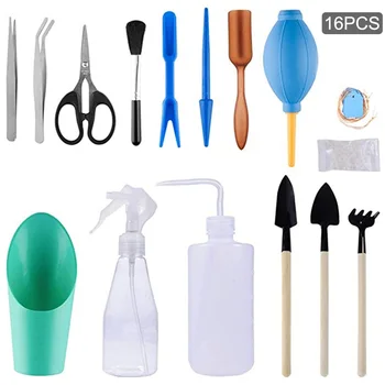 

16pcs/set Succulent Planting Outdoor Garden Rake Shovel DIY Landscape Transplanting Tool Set Mini Cleaning Brush Seedling Sowing