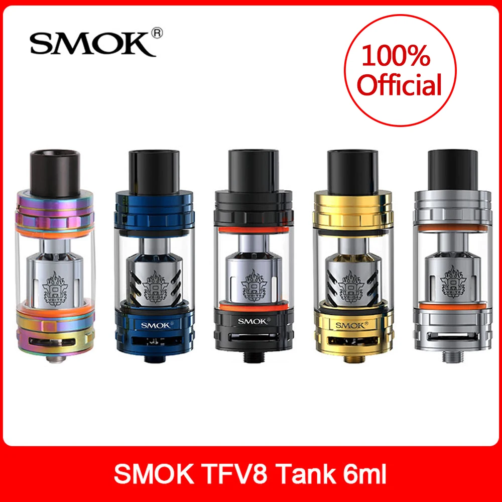 Оригинальный SMOK TFV8 Tank 6 мл с эксклюзивной катушкой V8 Turbo RBA + T8 /Q4 катушка для