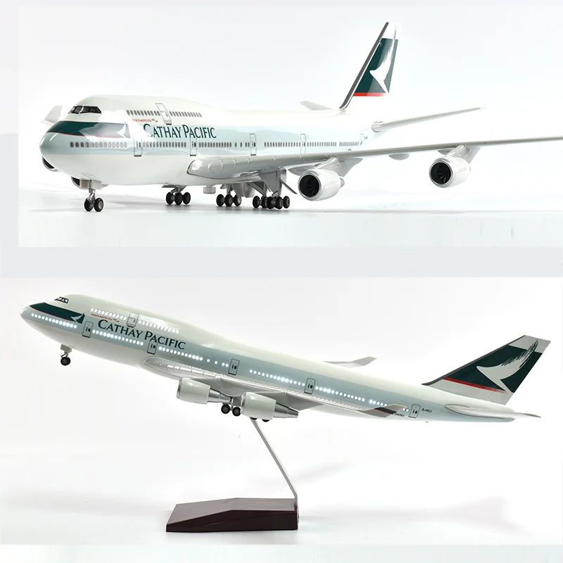 JASON TUTU 46cm Cathay Pacific Boeing 747 Plane Model Airplane Model Aircraft Model 1/160 Scale Diecast Resin Airplanes Planes