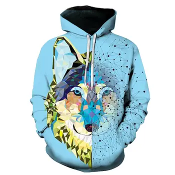 

Men's harajuku Hoodies Sweatshirt Funny 3D Fashion Wolf Printed Hoodie Men Women Pullovers Hooded Hoody Tracksuits Tops