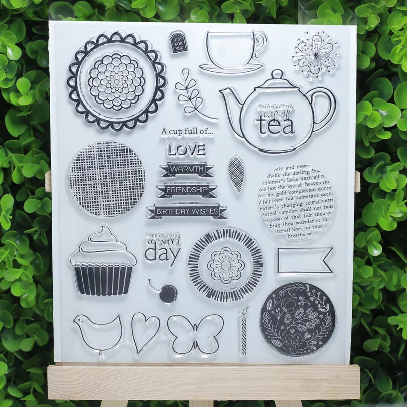 

Big size tansparent clear stamps A cup full of love background for Scrapbooking/Sewing fabric/Card Making set decoration supply