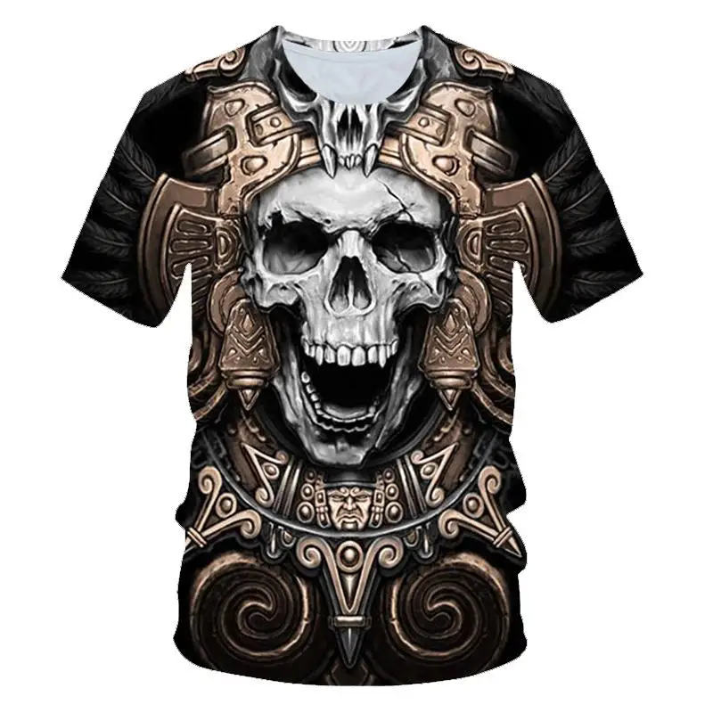 

New product hot sale men's summer skull poker print men's short-sleeved T-shirt 3D T-shirt casual breathable season hip-hop hip-