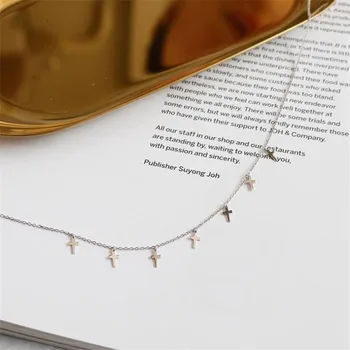 

New Simple Cross Female Niche Design 925 Sterling Silver Jewelry Short Exquisite Popular Clavicle Chain Pendant Necklaces H515