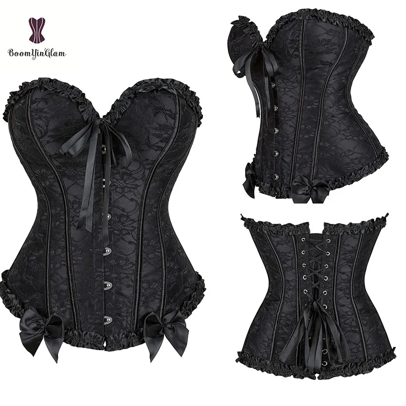 Slimming Waist Sexy Victorian Pleated Lace Up Boned Corset Plus Sze S-6XL Ruffled Top Bustiers & Corsets 805#