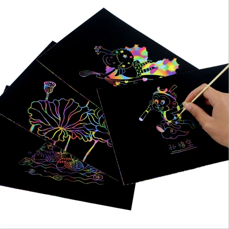 

Magic drawing book, children's scraping book, environmental friendly and non-toxic color graffiti book, 1 scraping bamboo pen