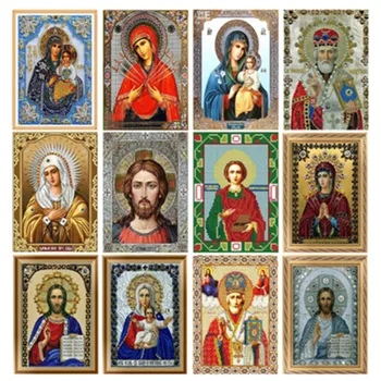 

5D DIY Diamond Painting Cross Stitch Round Crystal Diamond Picture Religious Icon 5d Diamond Embroidery Mosaic New Year Decorati