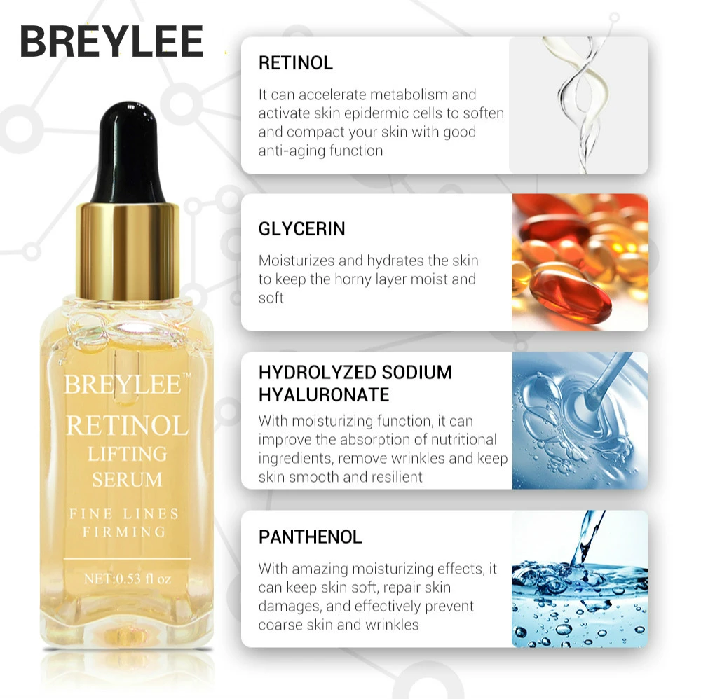 BREYLEE Retinol face Serum Anti Wrinkle Anti Aging Facial nourish Firming Collagen Serum Fade Fine Lines Lifting Skin Care 3PCS