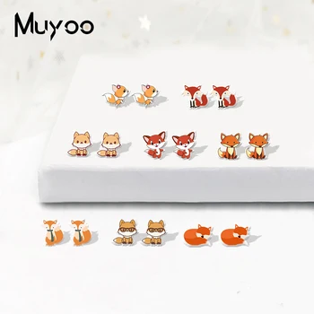 

2019 New Arrival Cute Red Fox Epoxy Acrylic Earrings Love Little Fox Jewelry Resin Earrings Handmade Shrinky Dinks Earrings