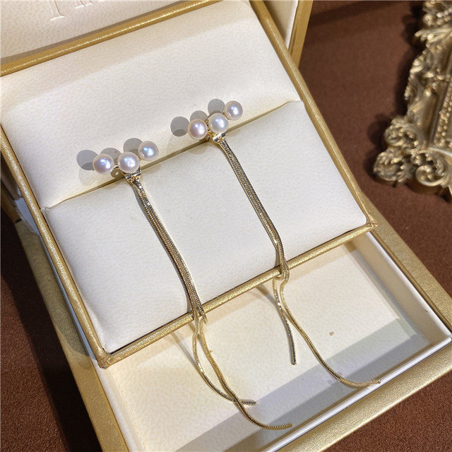 Dangle Earrings for Women 2021 Fashion Full Crystal Simulated Pearl Tassel Drop Earring Vintage Gold Brincos Jewelry