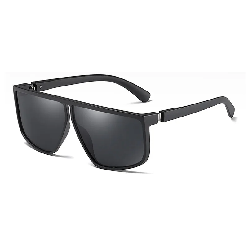 MATTE BLACK-BLACK SIMPRECT TR90, поляризационные солнцезащитные очки, мужские,, антибликовые, квадратные, негабаритные, солнцезащитные очки, Ретро стиль, водительские, солнцезащитные очки для мужчин - Цвет линз: MATTE BLACK-BLACK