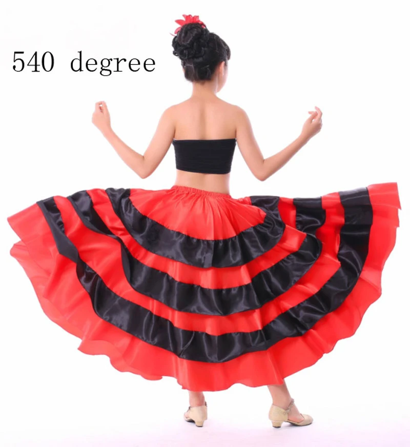Испанский костюм для девочек, длинное красное платье в стиле фламенко, бальная юбка для девочек, детские черные танцевальные платья, костюмы для детей, одежда - Цвет: 540 degree