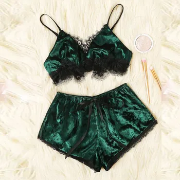 

solid Lace Sleepwear Fashion Sexy Eyelash Briefs sleepwear Lace Lingerie Velvet Pajamas Set Teddy Bodydoll Bowknot Sleepwear #T0