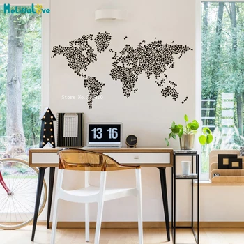 

World Map Wall Decals Modern Room Decor Vinyl Art Sticker Large Size for Office Living Bedroom Murals Self-adhesive YT5180
