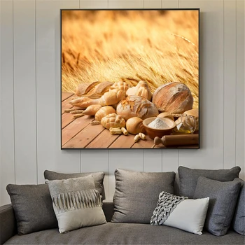 

Canvas Art Kitchen Decor Food Painting Wheat Bread Posters and Prints Modern Decoration Home Scandinavian Pop Art Cuadros