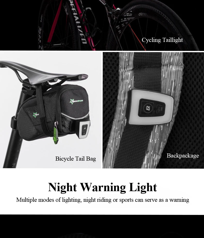 Perfect ROCKBROS Cycling Light Waterproof Helmet Taillight Lantern For Bicycle LED USB Rechargable Safety Night Bike Riding Rear Light 9