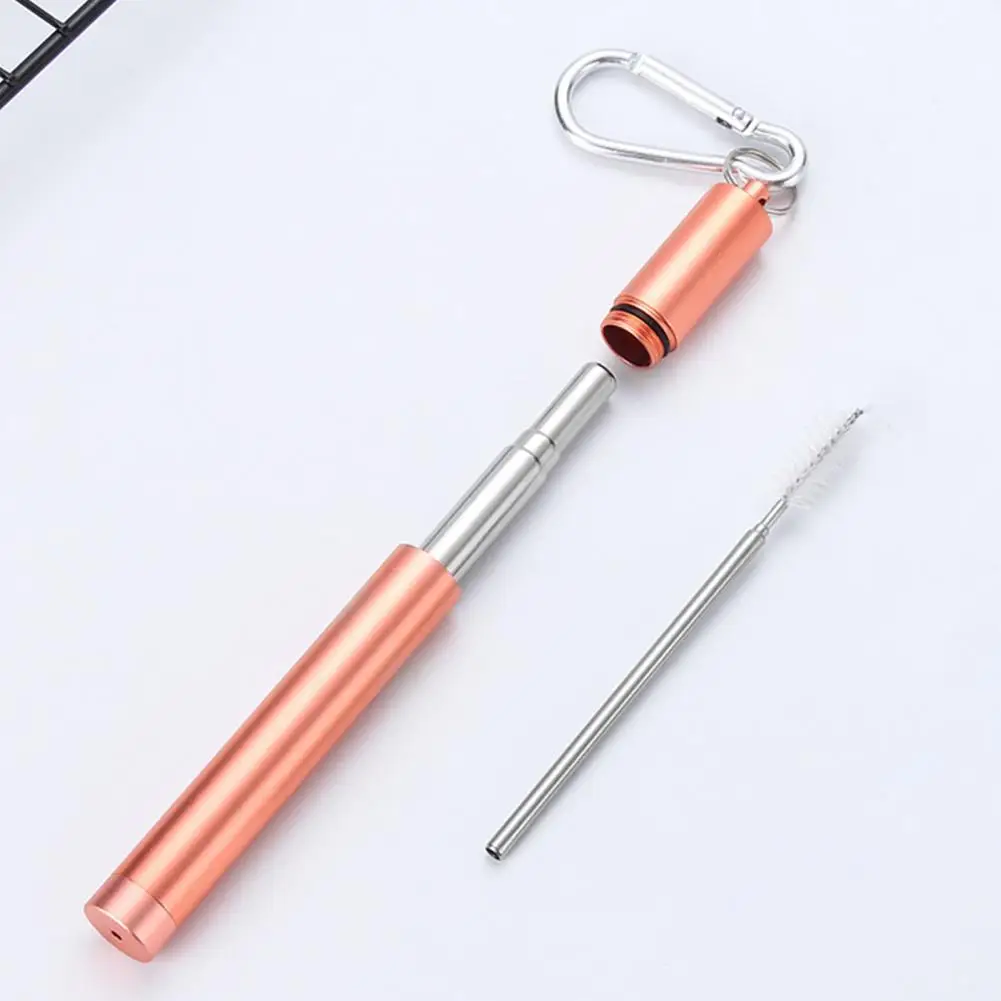 Telescopic Straw Detachable with Brush Telescopic Straight Straw Ergonomic 1 Set Dry Promptly Collapsible
