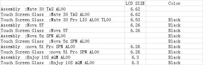 Сенсорный экран ЖК-дисплей в сборе для HUAWEI mate 30 Pro Nova 5T 5z 5i Enjoy 10S TAS AL00 LIO TL00 SPN AQM