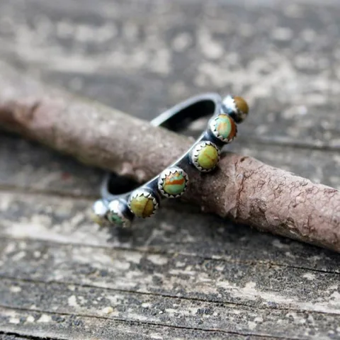 Band Natural Stone Rings For Women Men Vintage Red Blue Beads Turquoises Finger Rings Party Jewelry Valentine's day Gifts