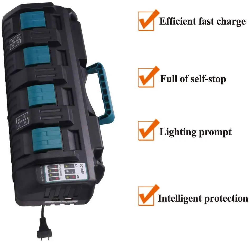 18V 4 Порты Dual USB Батарея Зарядное устройство для BOSCH14.4V зарядки BL1415 BL1815 BH1220 BH1222C BH1420 BH9020 BH9020A BH1427 BL1430