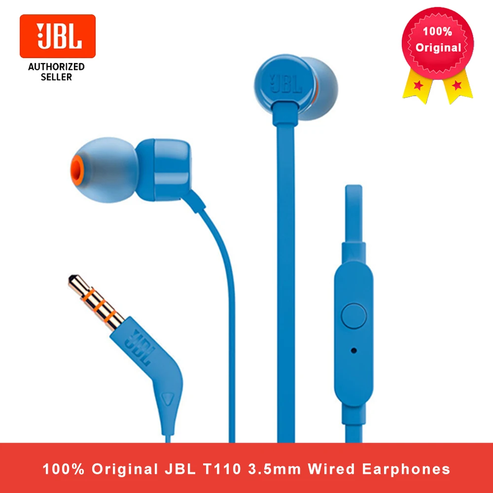 Проводные стереонаушники JBL T110 3 5 мм музыкальные наушники-вкладыши с глубокими