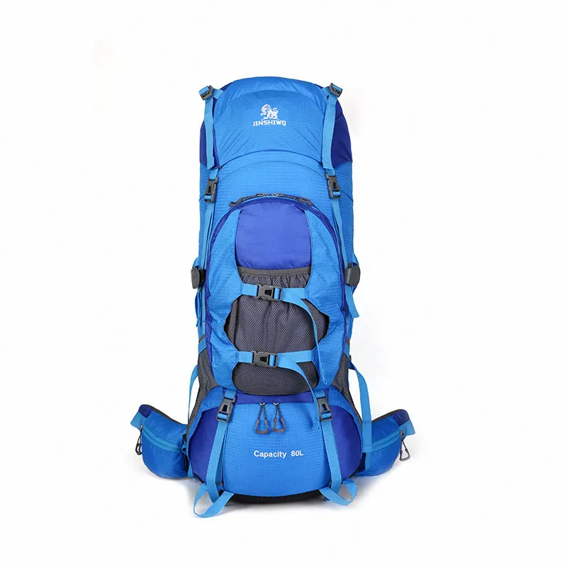 Blue Открытый 80L альпинистский рюкзак походный рюкзак большой емкости Кемпинг путешествия пакет CR подшипник дышащий водонепроницаемый для похода путешествия - Цвет: Blue