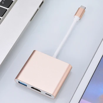 

Universal 3-in-1 Type-C to USB-C 4K Compatible For Android Mobile Phone HDMI USB 3.0 Converter Hub Adapter For Macbook