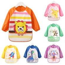 Милые детские Мультяшные нагрудники, животные, полный рукав, водонепроницаемый нагрудник для младенцев, детский противогрязный фартук, EVA материал, нагрудники для кормления ребенка