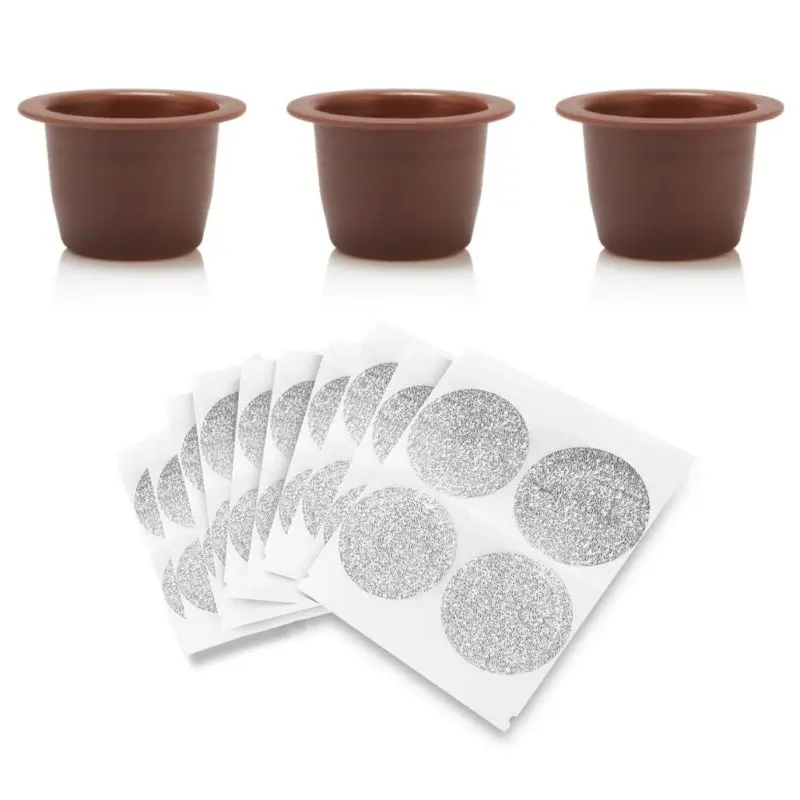 

3pcs Coffee Filter +40 Aluminum Foils Refillable Reusable Nespresso Coffee Capsule Filter Pod For Original Line Siccsaee Filters