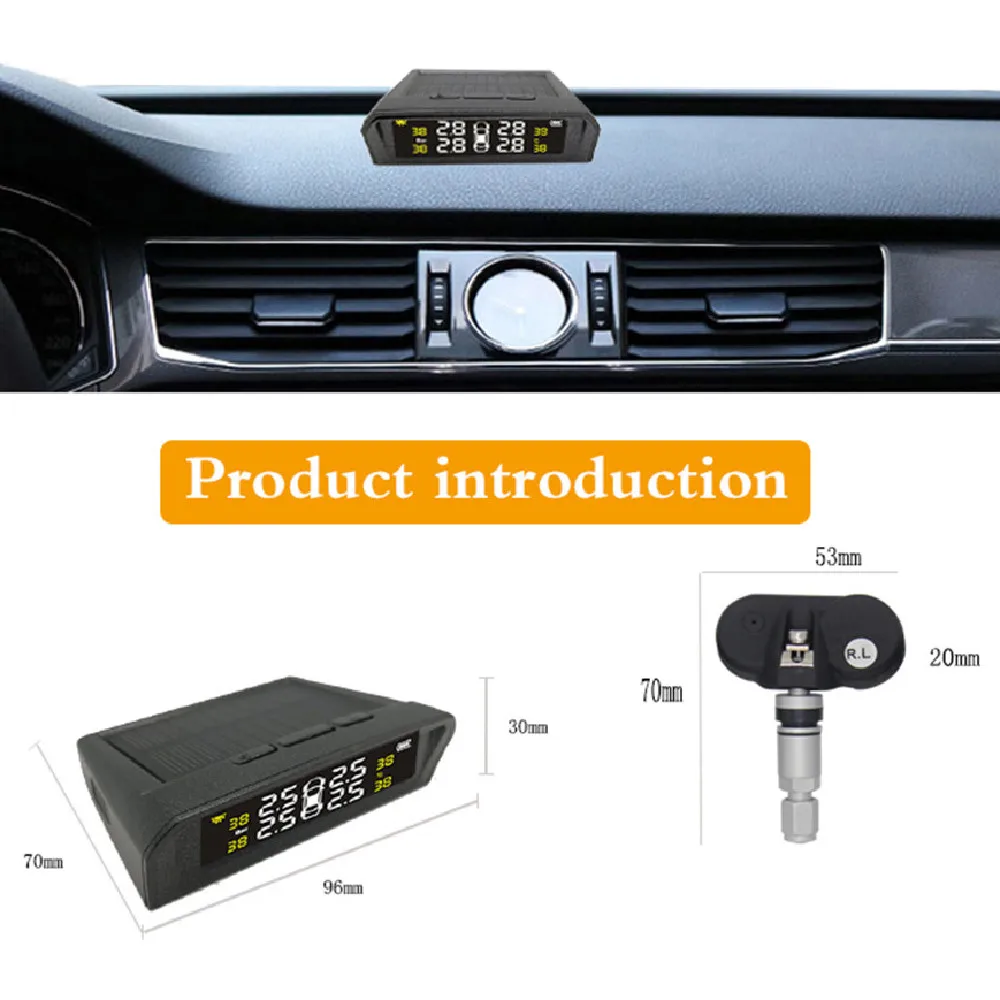 Автомобильная солнечная USB система контроля давления в шинах TPMS встроенный LCD