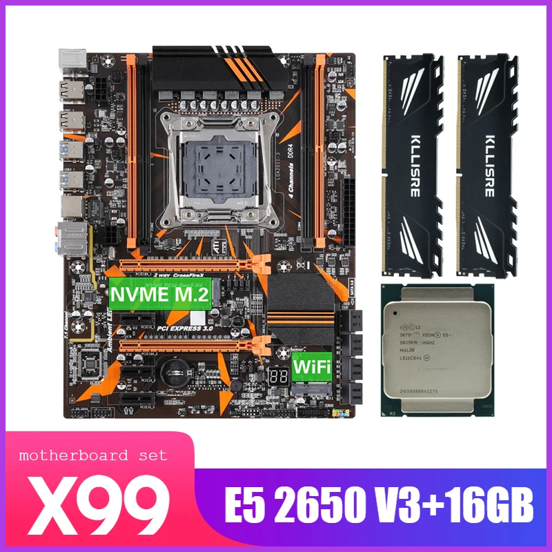Комплект материнской платы Kllisre X99 D4 с ЦП Xeon E5 2650 V3 2 шт. X 8 ГБ = 16 Память DDR4 2400 МГц |
